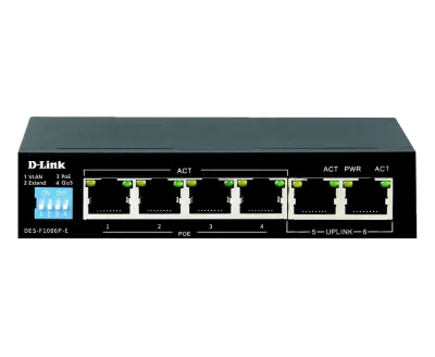 سوئیچ غیرمدیریتی 6 پورت گیگابیتی POE دی لینک DGS-F1006P-E