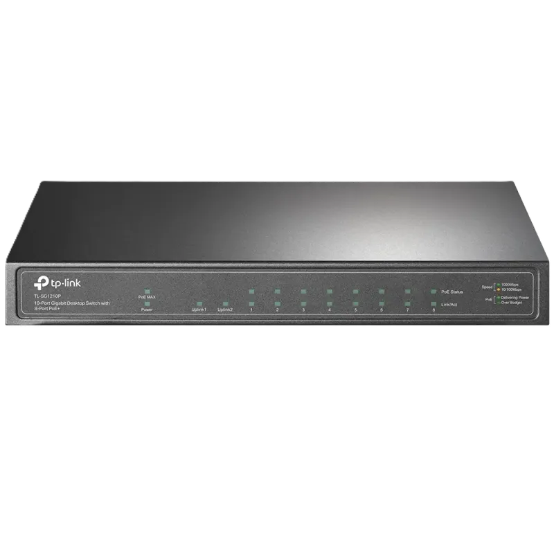 سوئیچ گیگابیتی 10 پورت دسکتاپ و PoE+ تی پی لینک TL-SG1210P