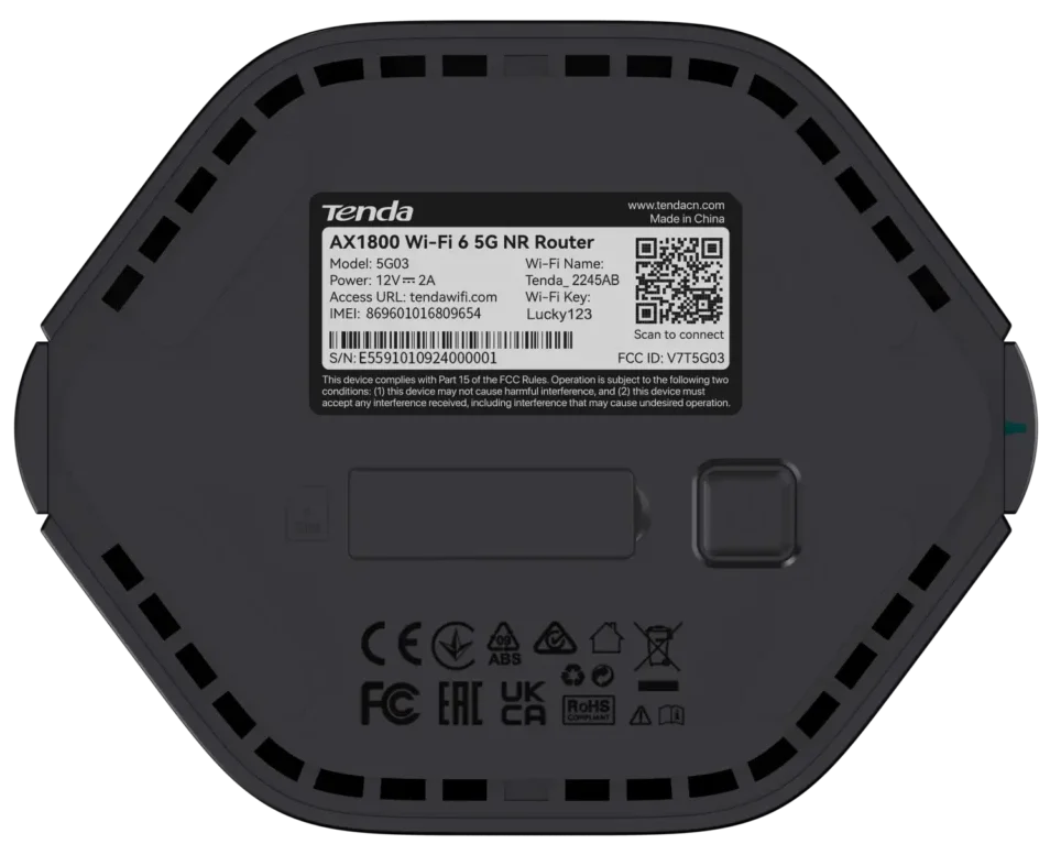 مودم روتر بیسیم 4G/5G/TD-LTE تندا 5G03 دوباند AX1800 گیگابیت