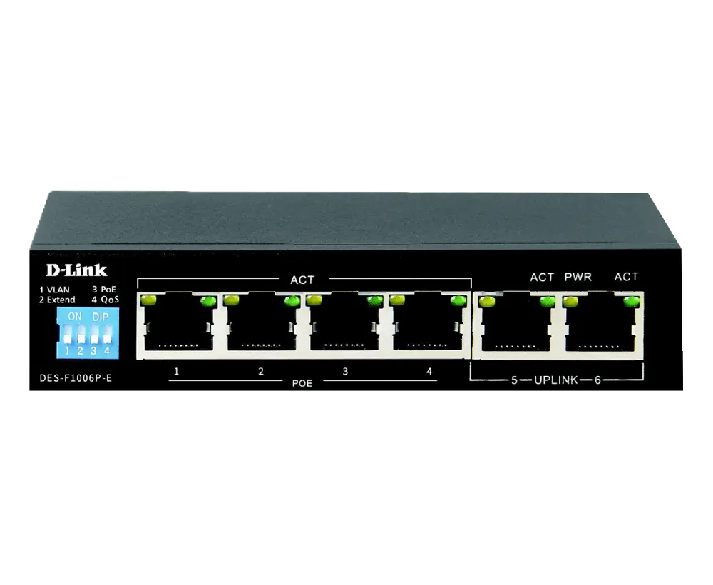 سوئیچ غیرمدیریتی 6 پورت گیگابیتی POE دی لینک DGS-F1006P-E
