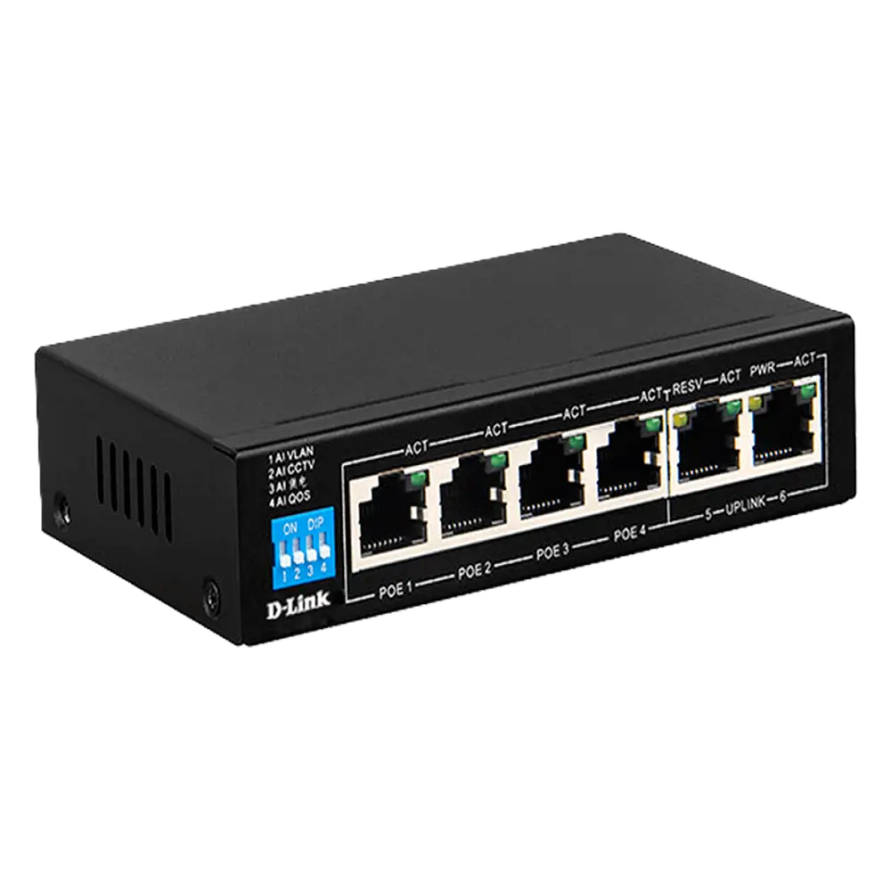 سوئیچ غیرمدیریتی 6 پورت گیگابیتی POE دی لینک DGS-F1006P-E