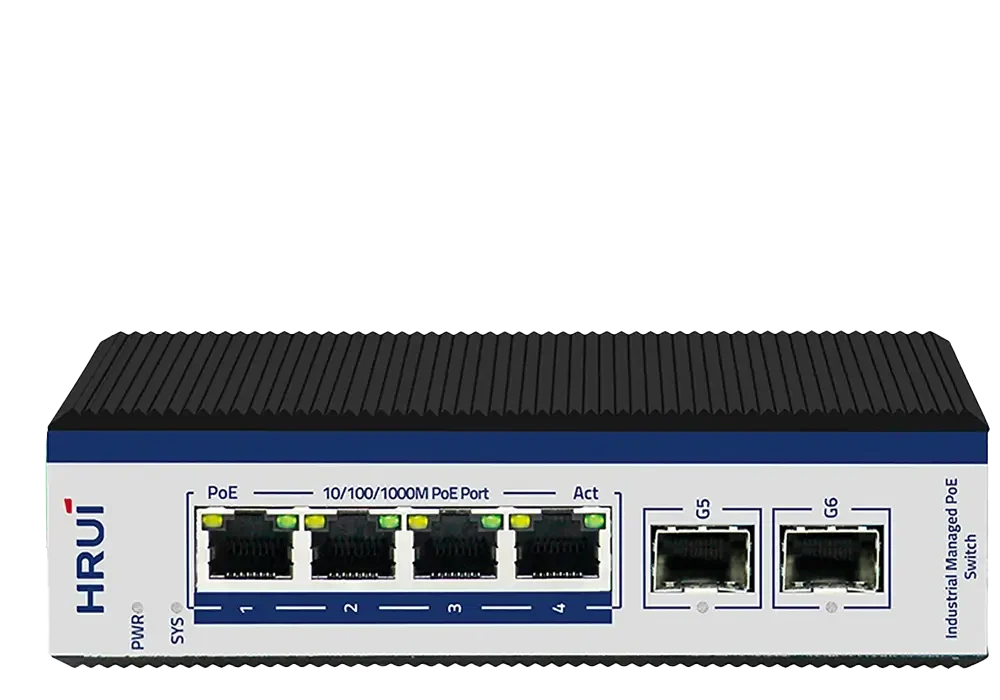 سوئیچ صنعتی 4 پورت گیگابیتی POE اچ آر یو آی HR600-AFGM-42S