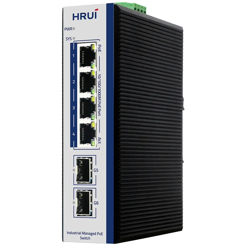 سوئیچ صنعتی 4 پورت گیگابیتی POE اچ آر یو آی HR600-AFGM-42S